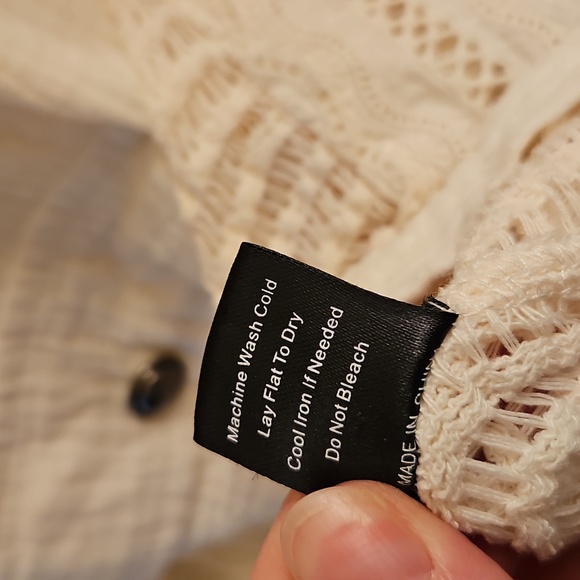 POL Rare Cream Patchwork Textured Oversized Shacket / Top, S, Boho, Ethereal - Picture 6 of 9